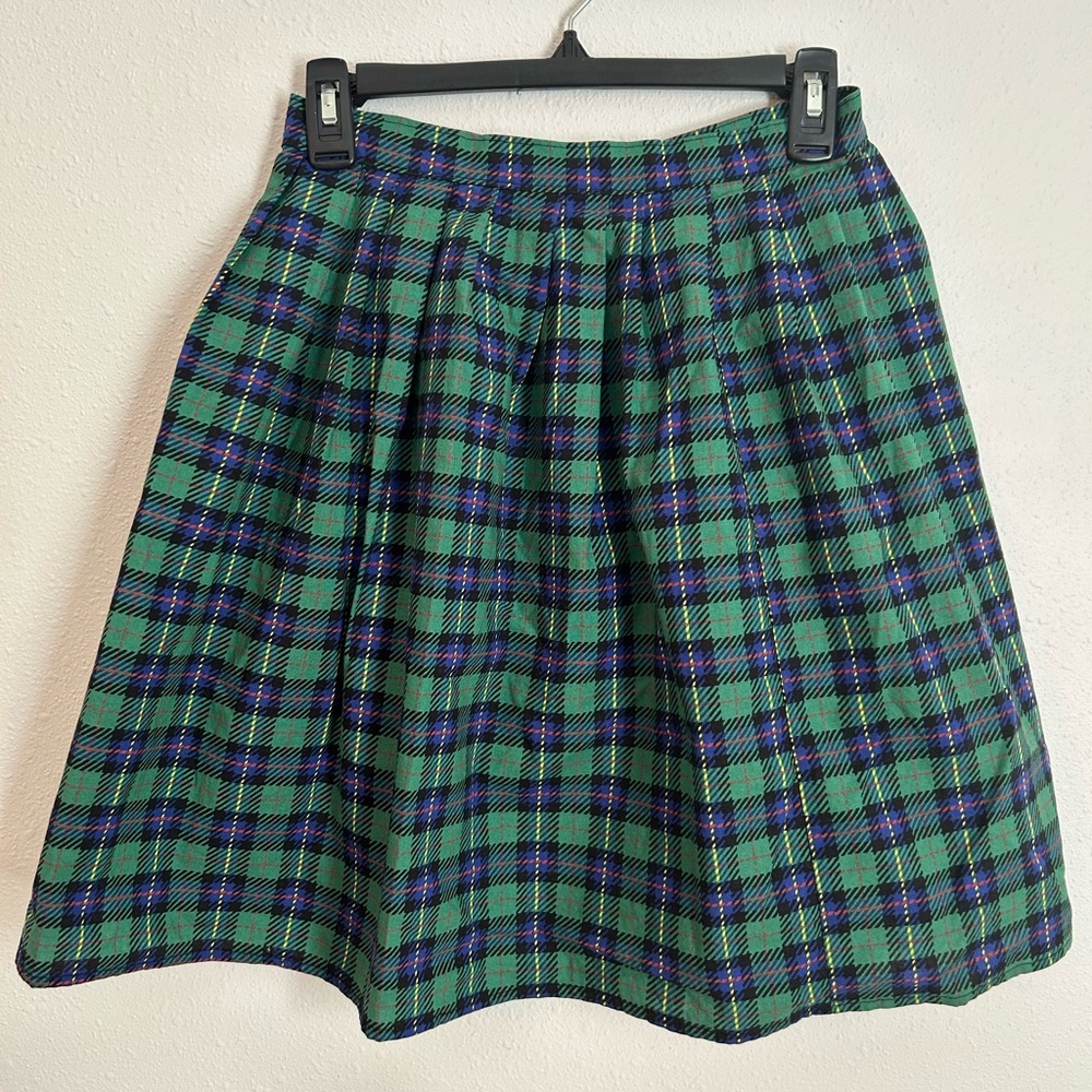 Plaid Pleated Mini Skirt Sz XS Y2K School Girl Academia Preppy Punk Handmade